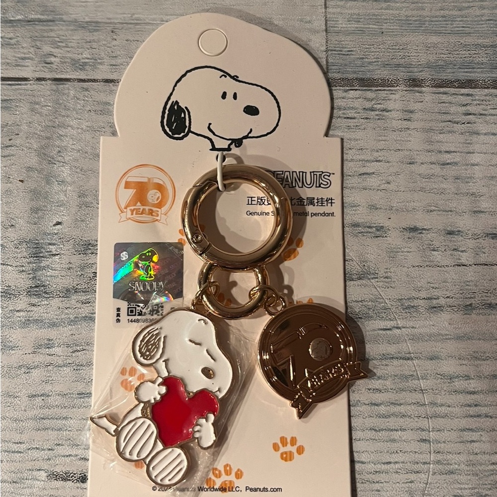 Anime Snoopy with Heart 70th Anniversary Metal Keychain